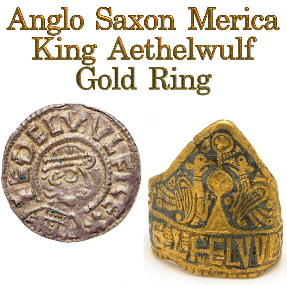 Anglo Saxon-Merica King Aethelwulf Gold Ring