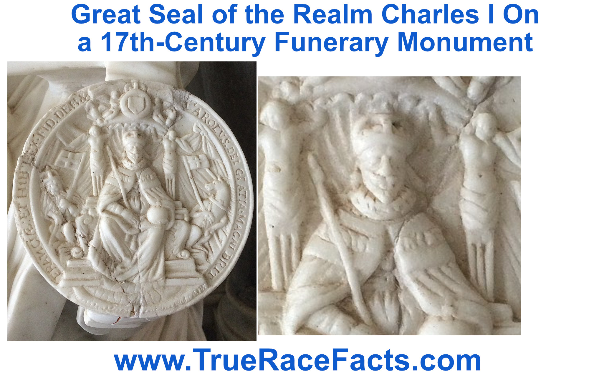 Great Seal of the Realm Charles I on a 17th-century funerary monument