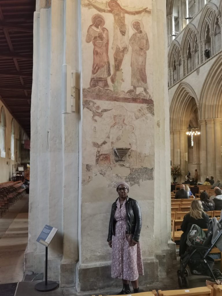 Guinevere Jennifer Jackson inside St Albans Cathedral